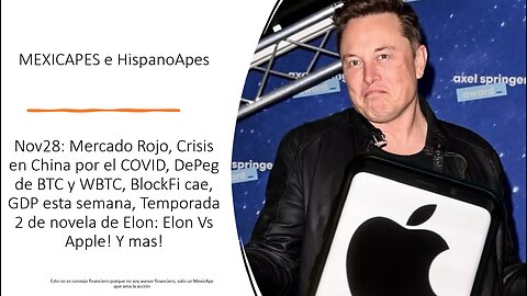 Nov28: Mercado Rojo,Crisis en China por COVID,DePeg BTC/WBTC,BlockFi cae,Elon: Elon Vs Apple! Y mas!