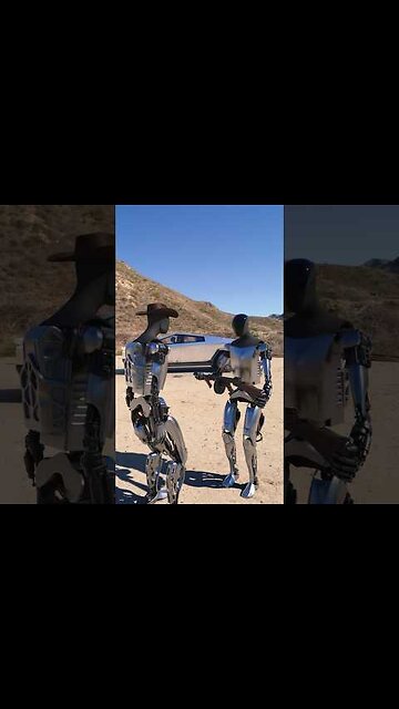 Robots testing the Bulletproof Cybertruck