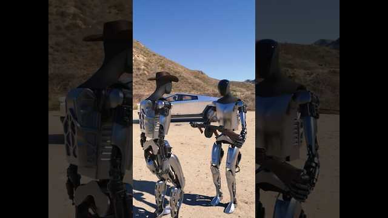 Robots testing the Bulletproof Cybertruck