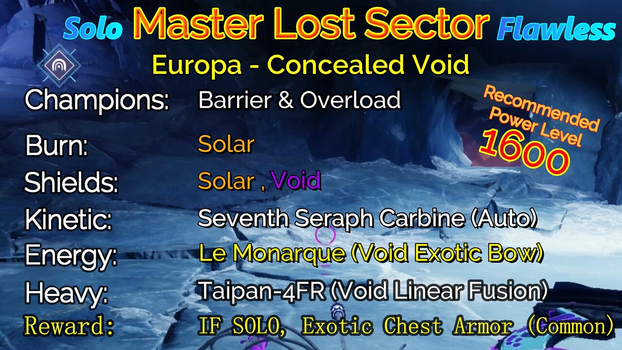 Destiny 2 Master Lost Sector: Europa - Concealed Void on my Warlock Solo-Flawless 11-30-22