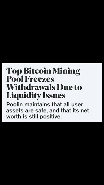 Top Bitcoin Mining Pool Freezes Withdrawals Due to Liquidity Issues #cryptomash #crypto #mining