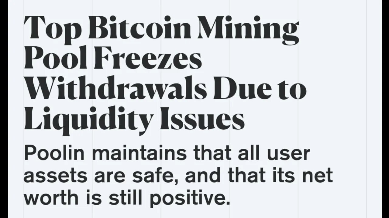 Top Bitcoin Mining Pool Freezes Withdrawals Due to Liquidity Issues #cryptomash #crypto #mining