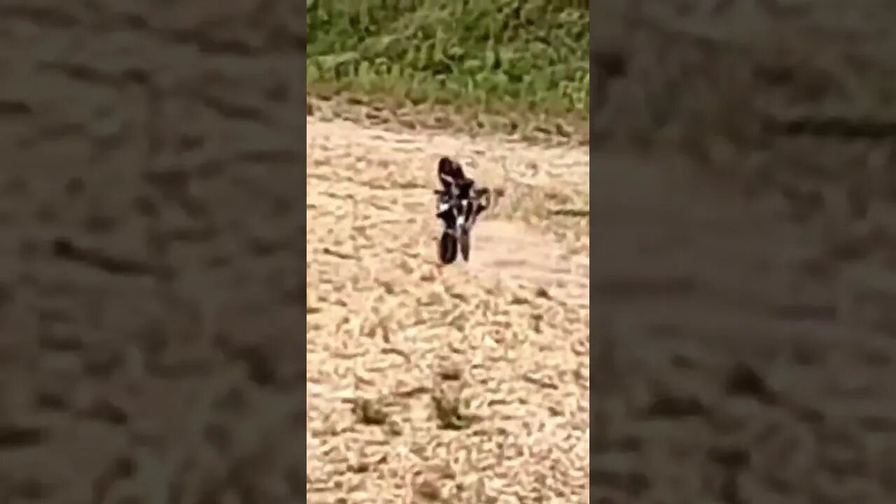 RC dirtbike speeding by