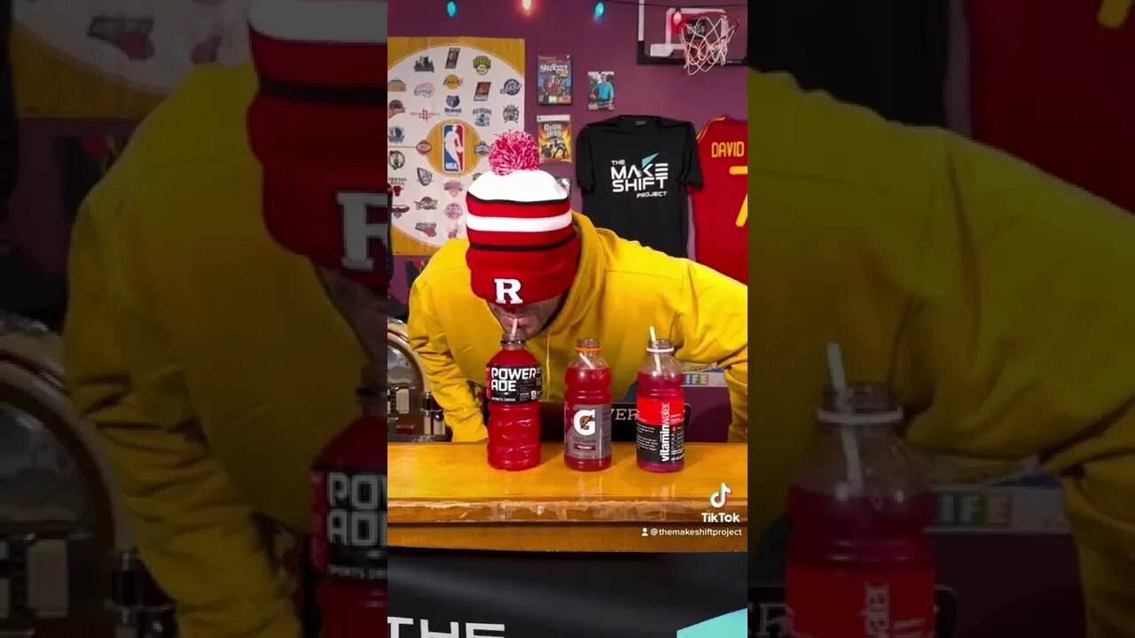 Does Zach Even Have Taste Buds?! Blind Taste Testing Sports Drinks! #shorts #blindfold