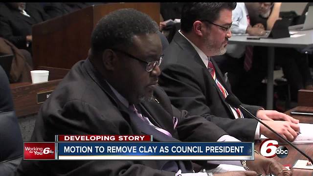 Indianapolis City-County Council will vote at the Feb. 19 meeting whether to remove Stephen Clay as president