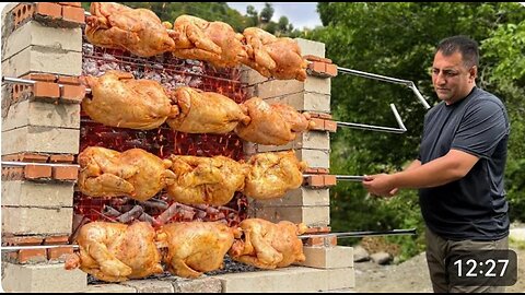 Cooked Juicy Chicken On A Unique Barbecue Life In The moment of Azerbaijan