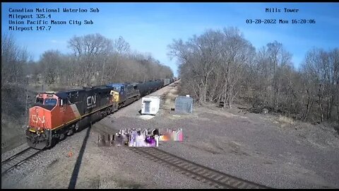 WB CN L571 Manifest with CSX 9012 YN2 at Mills Tower on March 28, 2022 #Steel Highway#