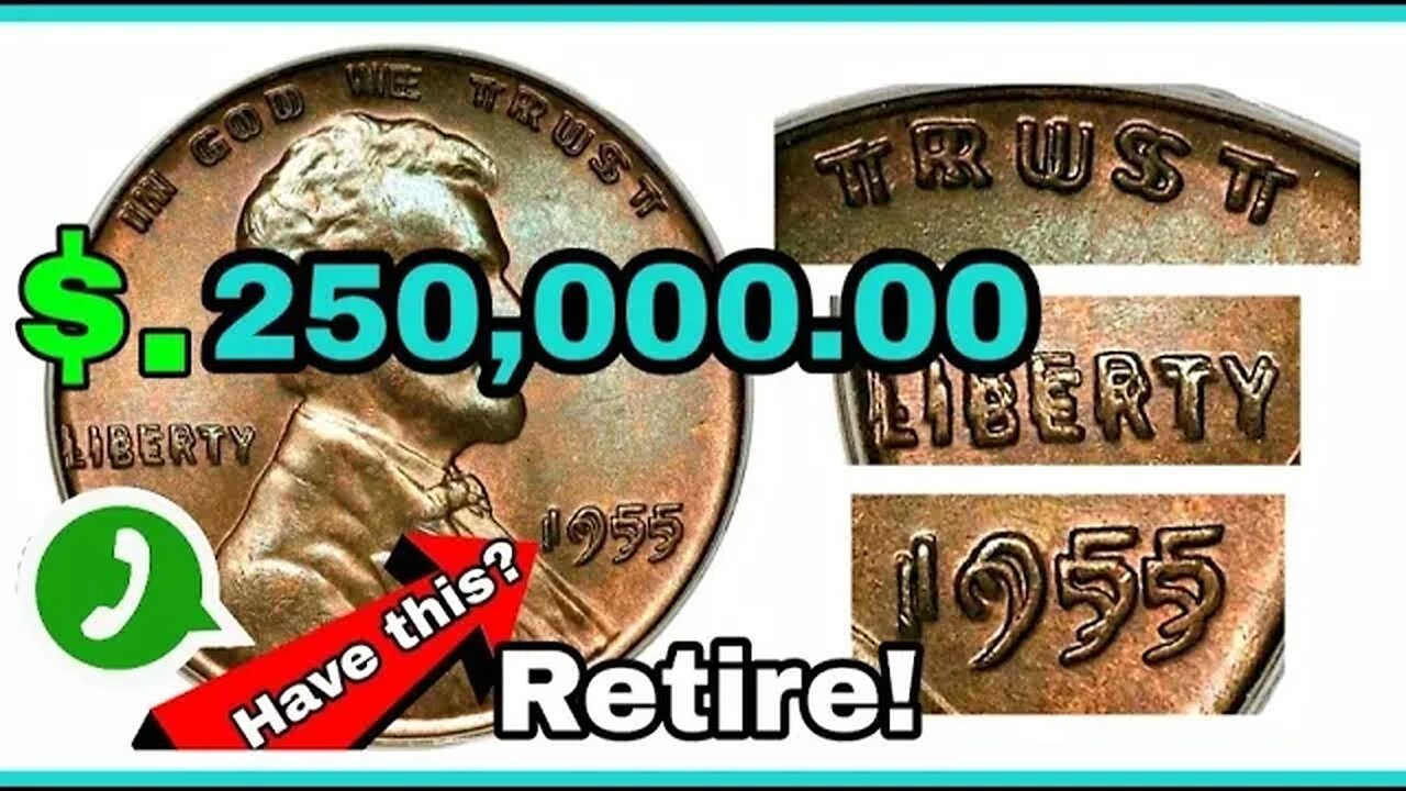 Super rare 1955 Lincoln one Cent Duble Die sells for $250,000 !Rare Coins pennies worth money!