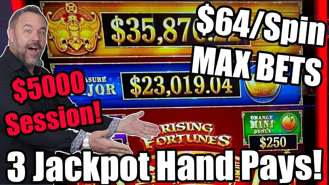 Rising Fortunes - $5000 Session! $64 MAX BETS! 3 HAND PAYS! Foxwoods Resort & Casino!