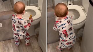 Toddler Loves Doing Sketchy Things When Mom's Not Around