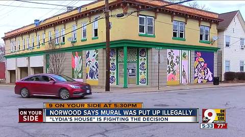 Nonprofit Lydia's House gets citation for murals on boarded-up Norwood building