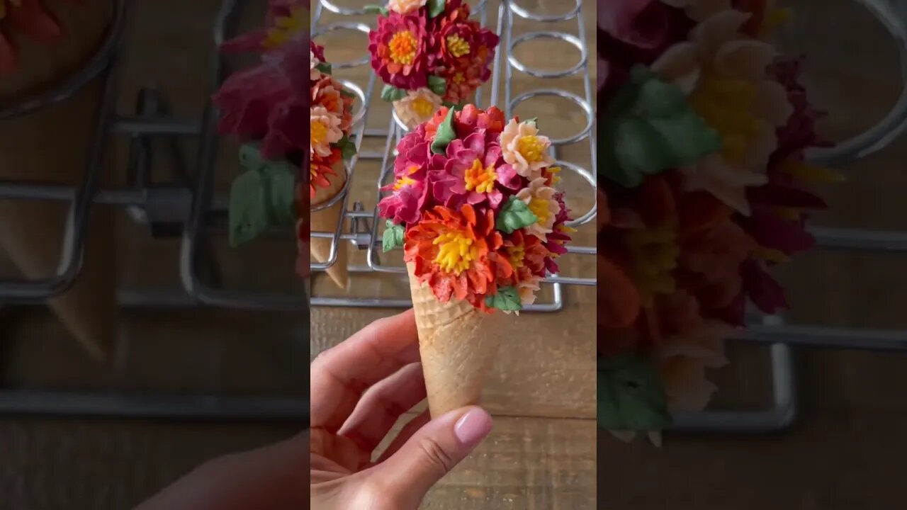 Floral Cake Cone πΊπ»πΉ#trendingshorts #viralvideo #fingerfood