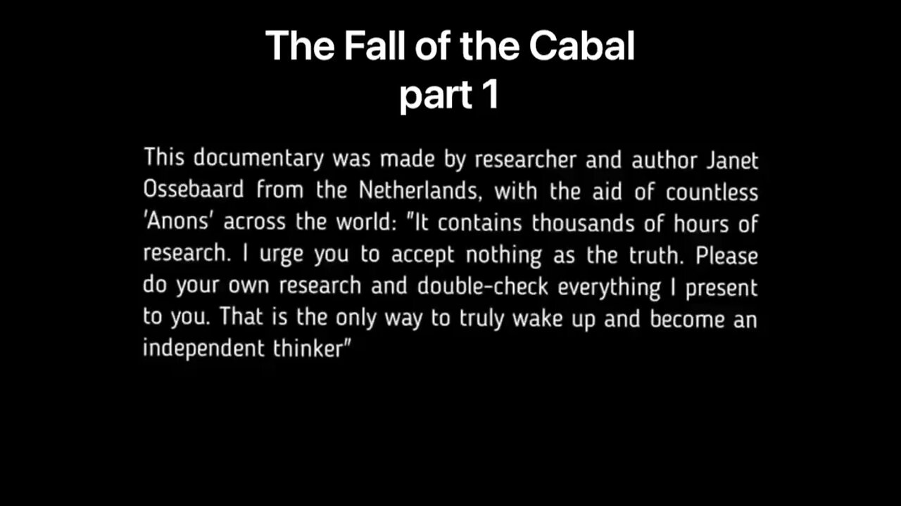 The fall of the Cabal part 1