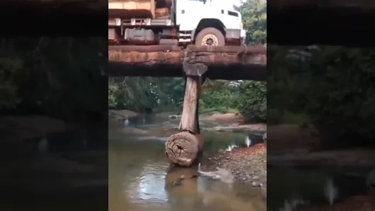 Logging Truck Crossing Wood Bridge FAILS #Shorts