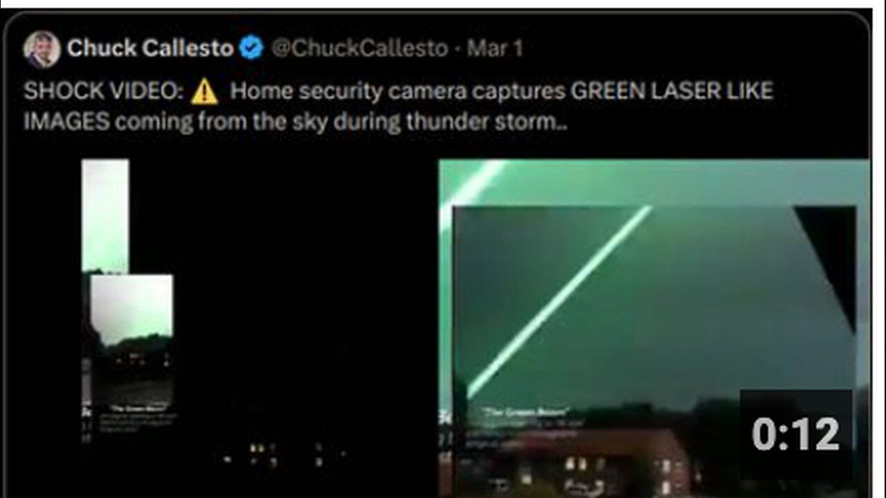 Mysterious green laser captured on video during “storm” purportedly from the state of Texas ..