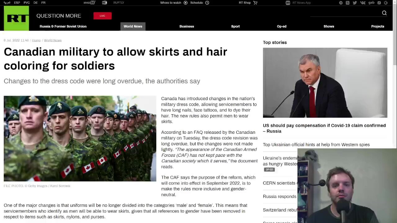 Canada allowing their male soldiers to have the appearance of woke, feminized men