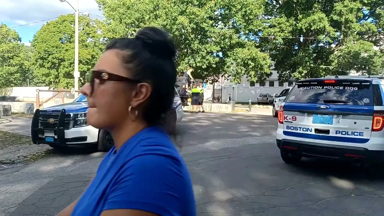 Boston police station up at Command Post near White Stadium