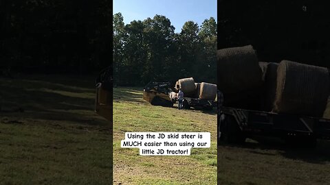 Moving hay with JD skid steer for the first time! #johndeere #hay