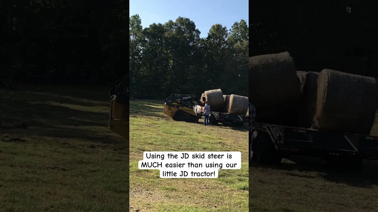 Moving hay with JD skid steer for the first time! #johndeere #hay