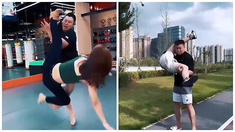 Funny Girl Learnig Kung Fu 🤣 🤣 🤣