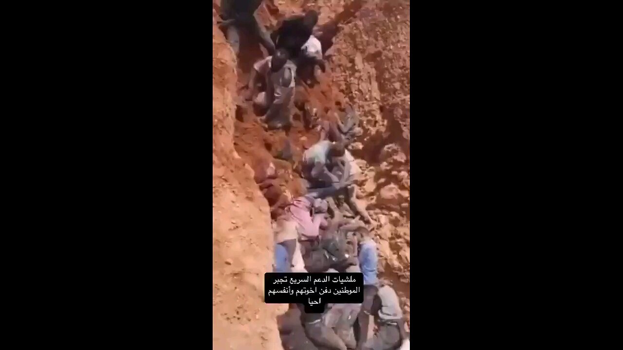 الدعم السريع تجبر المواطنيين السودانيين على دفن انفسهم بجانب اخوانهم الذين قتلتهم الدعم السريع.