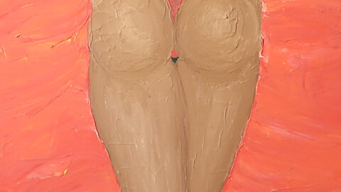 Take Control acrylic painting of Izabella posing in swimming costume
