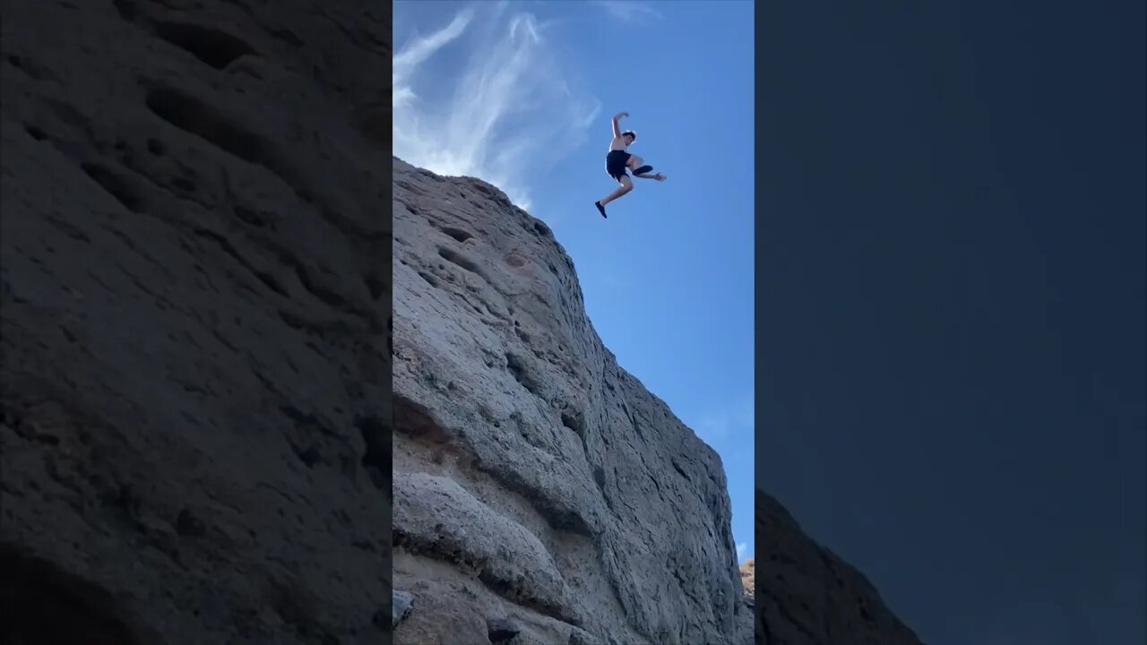 My Son Jumping Off 80 Foot Cliff by Las Vegas #cliffjumping #ourawesomeadventures #lasvegas