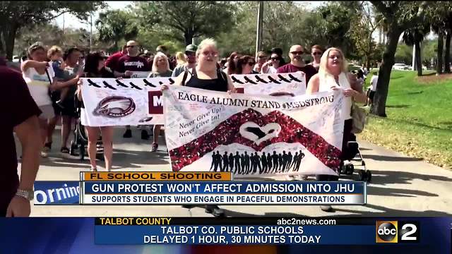 JHU: gun violence demonstrations won't jeopardize admissions