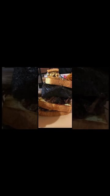 All my life, I’ve prayed for a sandwich like you. Biscuit, beef ribs, and 3 hamburger Pattie’s