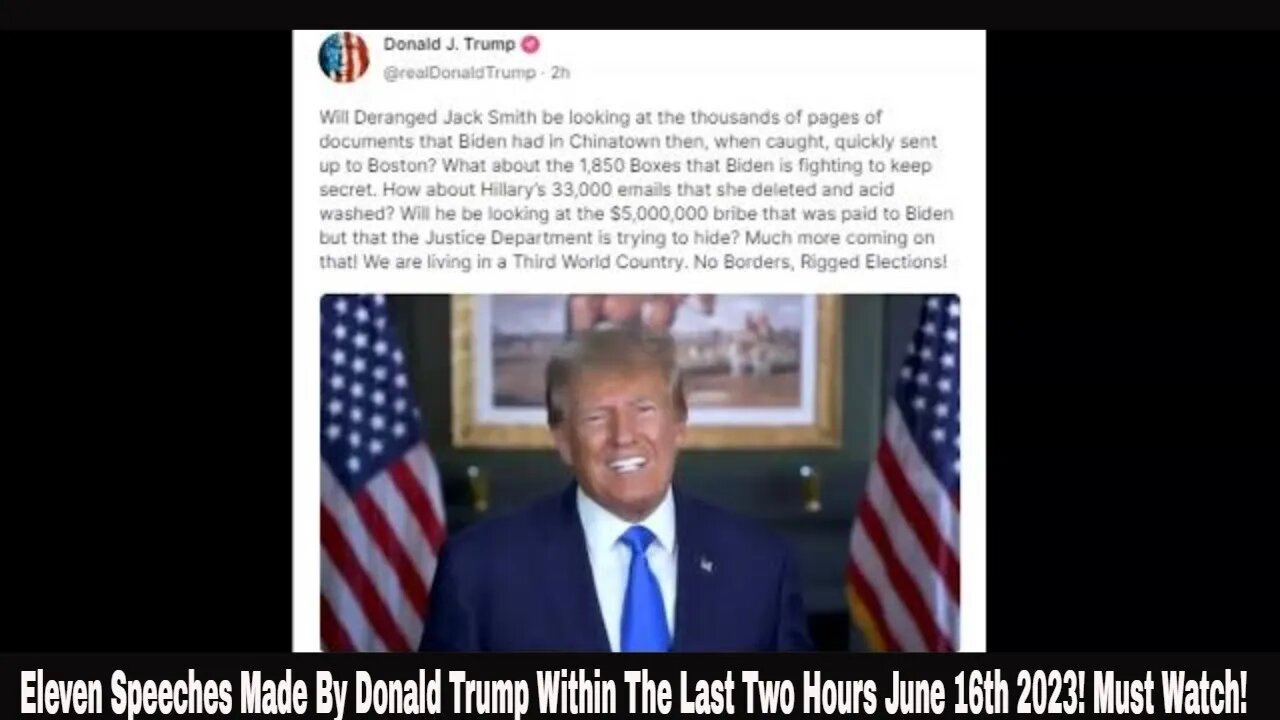 Eleven Speeches Made By Donald Trump Within The Last Two Hours June 16th 2023! Must Watch!