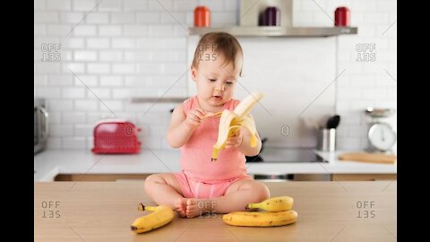 Baby breakfast with banana