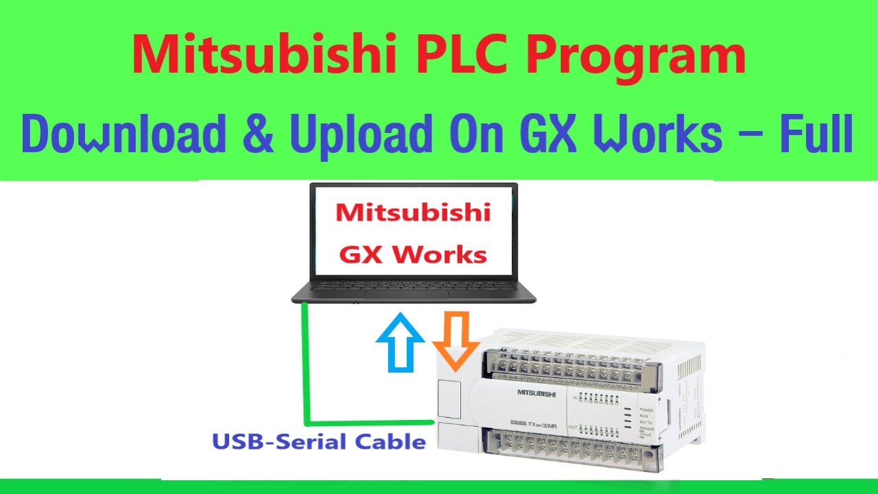 0140 - Mitsubishi plc program upload and download on gx works full tutorial