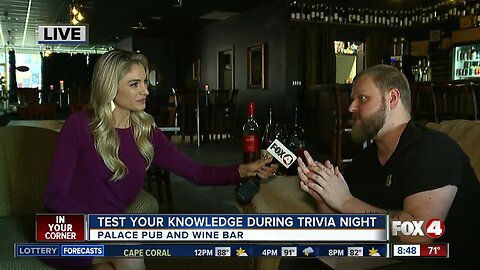 Test your trivia knowledge at Palace Pub and Wine Bar 8:30 AM