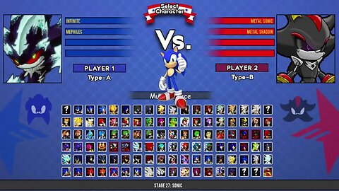 Infinite sonic & Mephiles sonic VS Metal sonic & Metal shadow I Sonic Battle MUGEN HD