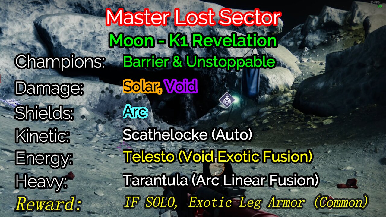 Destiny 2 Master Lost Sector: The Moon - K1 Revelation 12-9-21