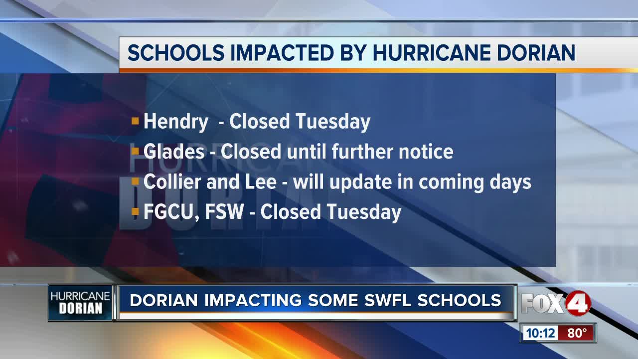 Schools impacted by Hurricane Dorian in Southwest Florida