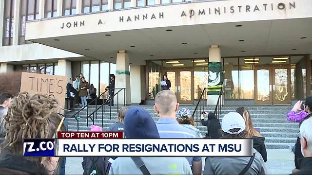 Rally calls for resignations of Engler, Board of Trustees at Michigan State University