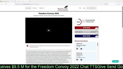 Give Send Go under Still Receives $9.5 M for the Freedom Convoy 2022 Chat TTS