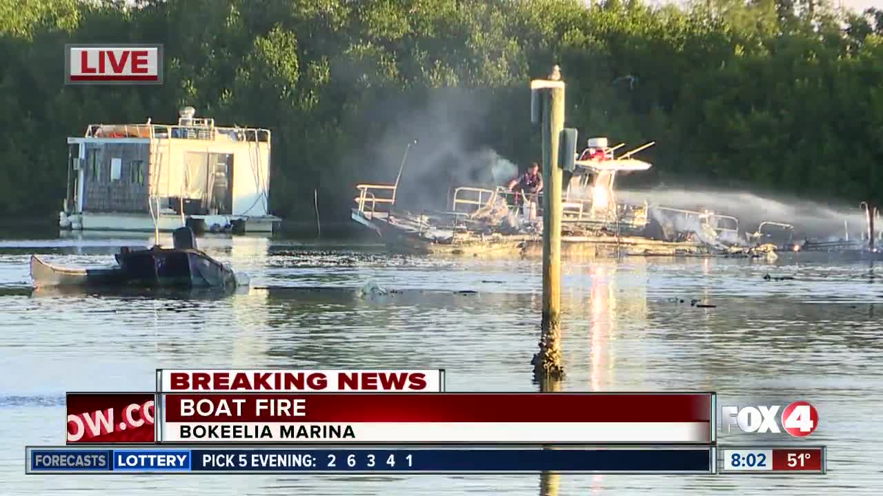 Houseboat destroyed by fire in Bokeelia