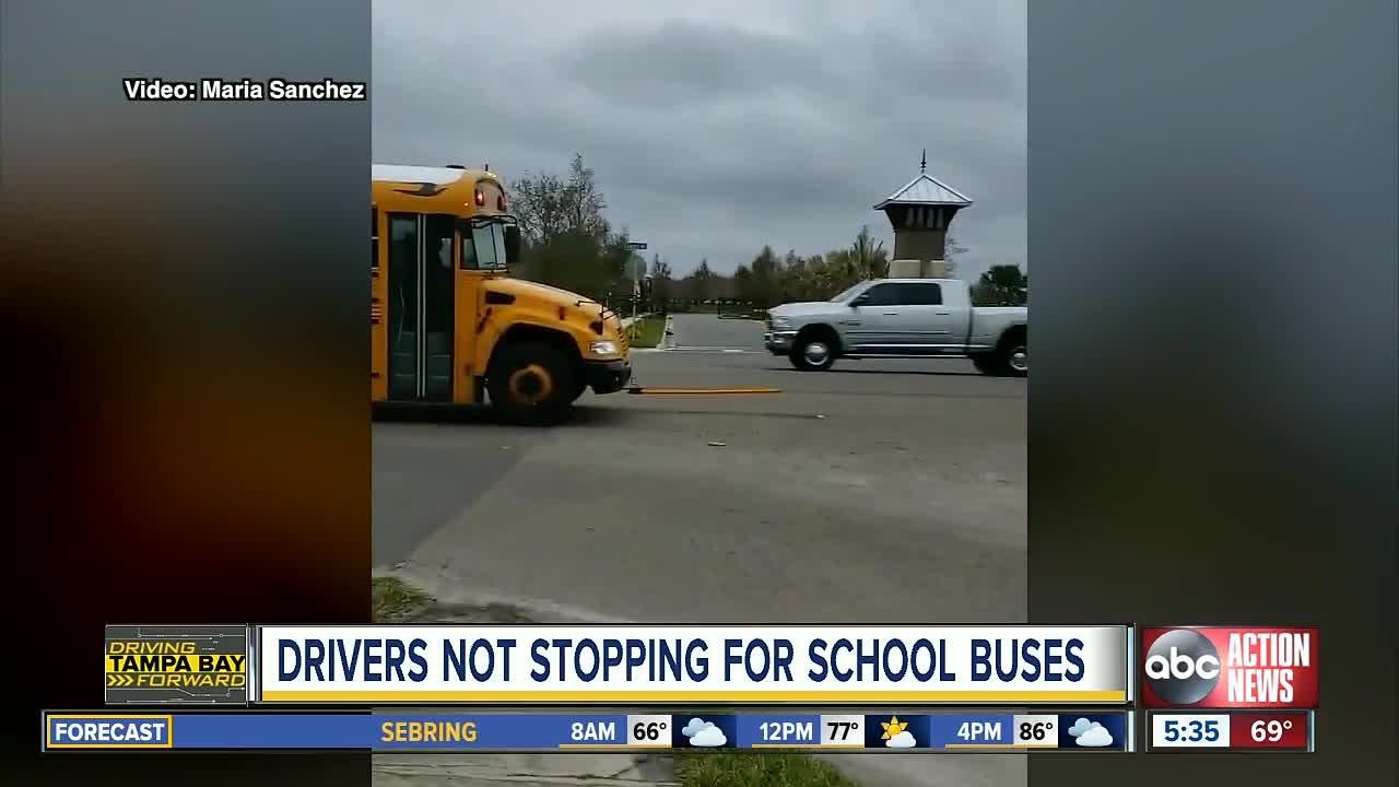 Pasco County mom captures vehicles continually not stopping for school buses