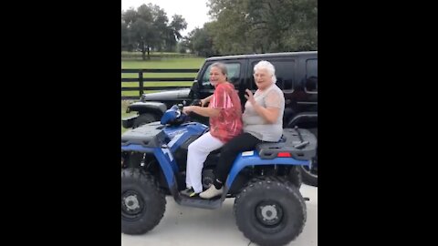 Great-grandma on the quad. LOL