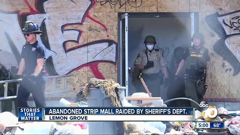 Abandoned Lemon Grove strip mall raided by Sheriff's Dept.