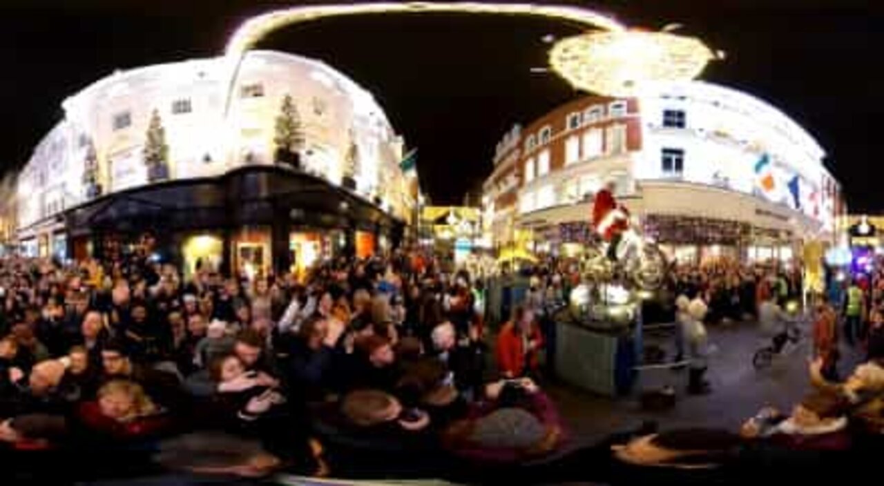 Fantastic panoramic view of Christmas lights in Dublin