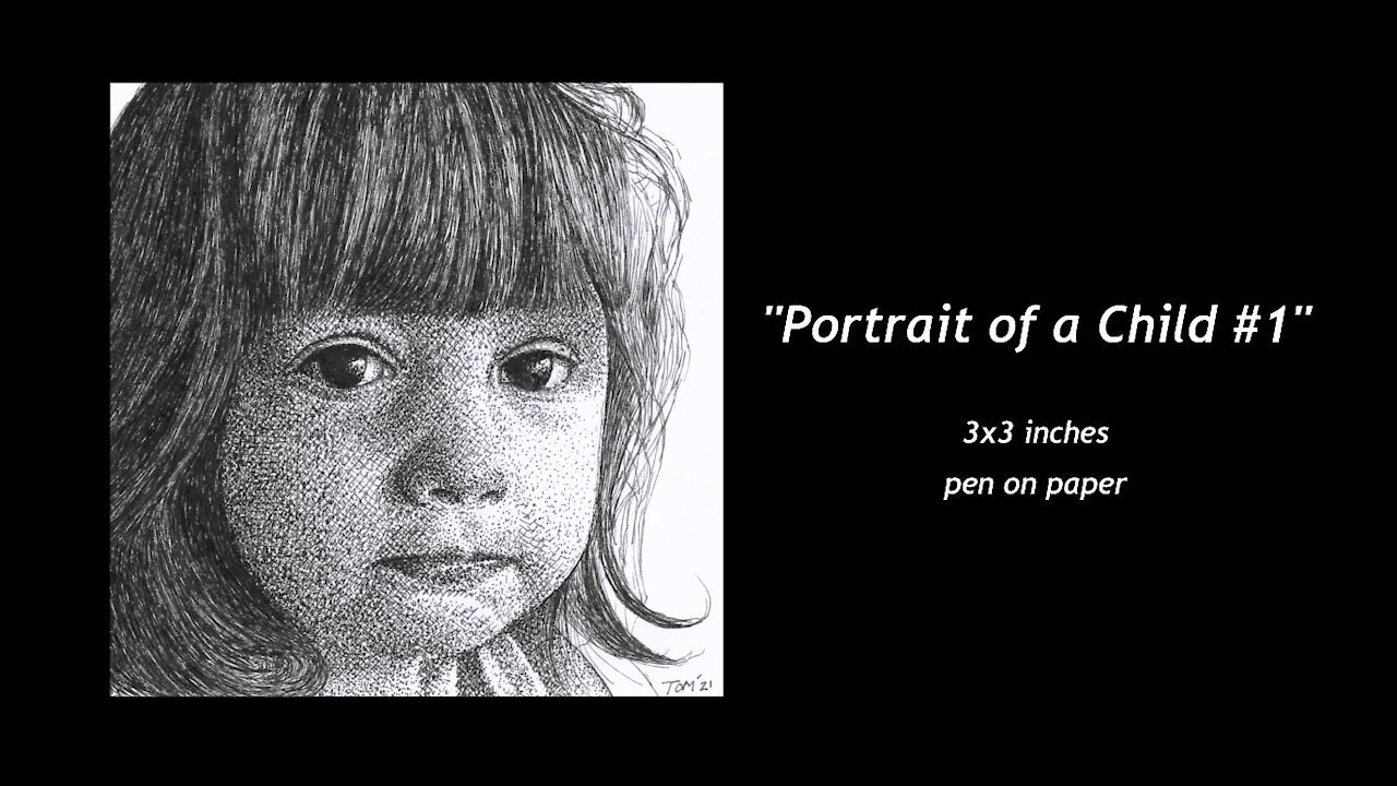 Pen & Ink Child Portrait Drawing on Paper - Time Lapse - Thomas Stanford Art