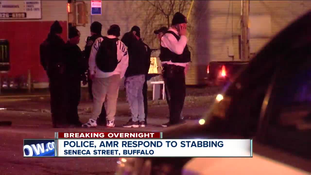 Crews respond to reports of a stabbing at Seneca Street in South Buffalo