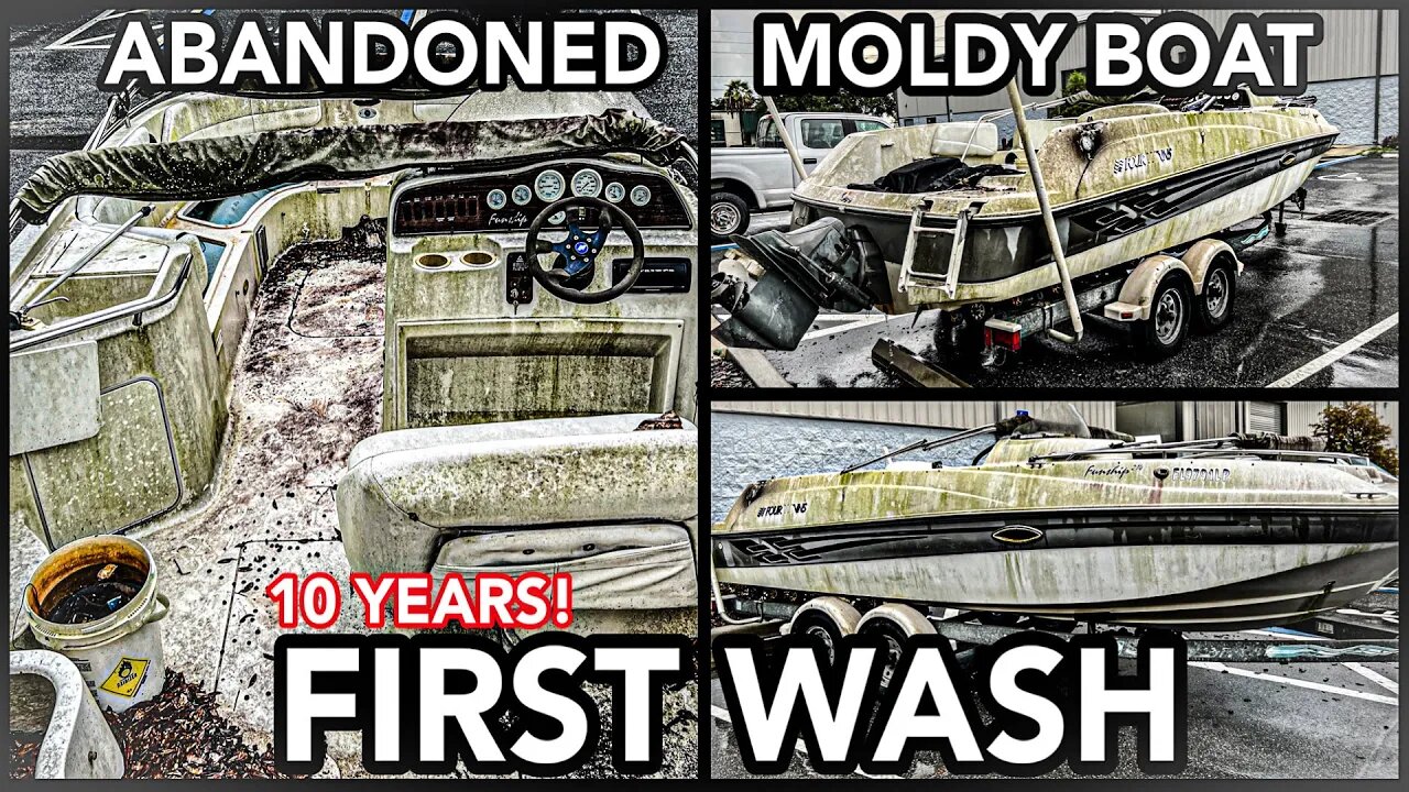 ABANDONED Barn Find | Moldy Boat First Wash In 10 Years! | Satisfying Car Detailing Restoration!