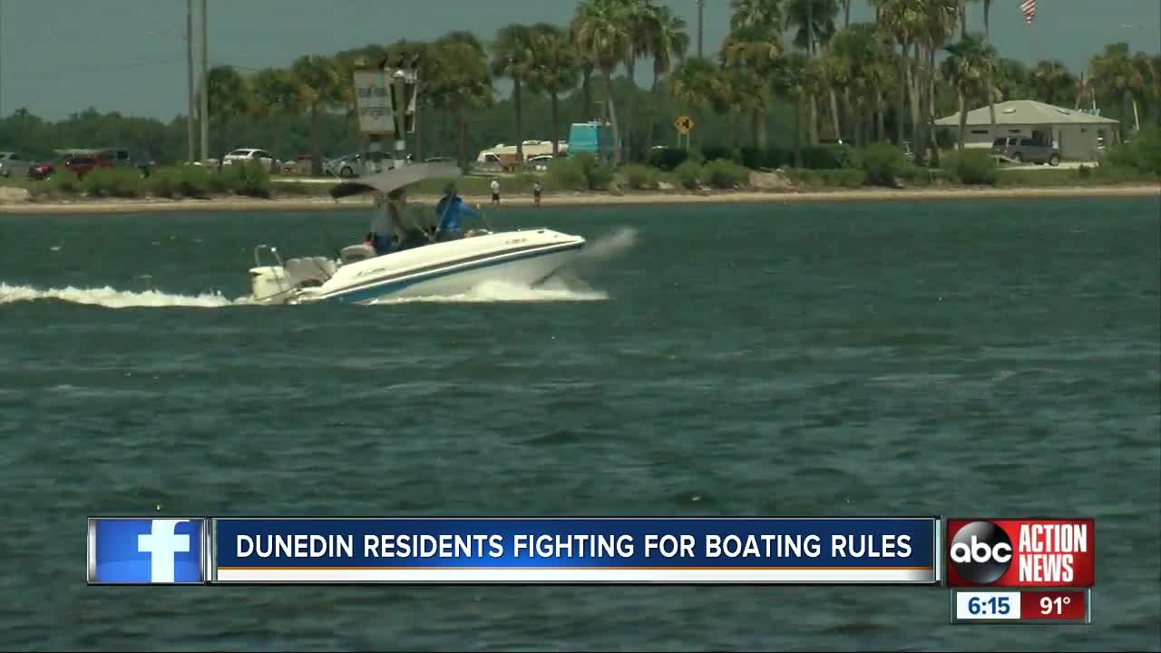 Residents say boats are a danger to swimmers and destroying seagrass NE of Dunedin Causeway