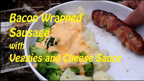 Bacon Wrapped Sausage, Veggies and Cheese Sauce Cooked on the Picogrill 760