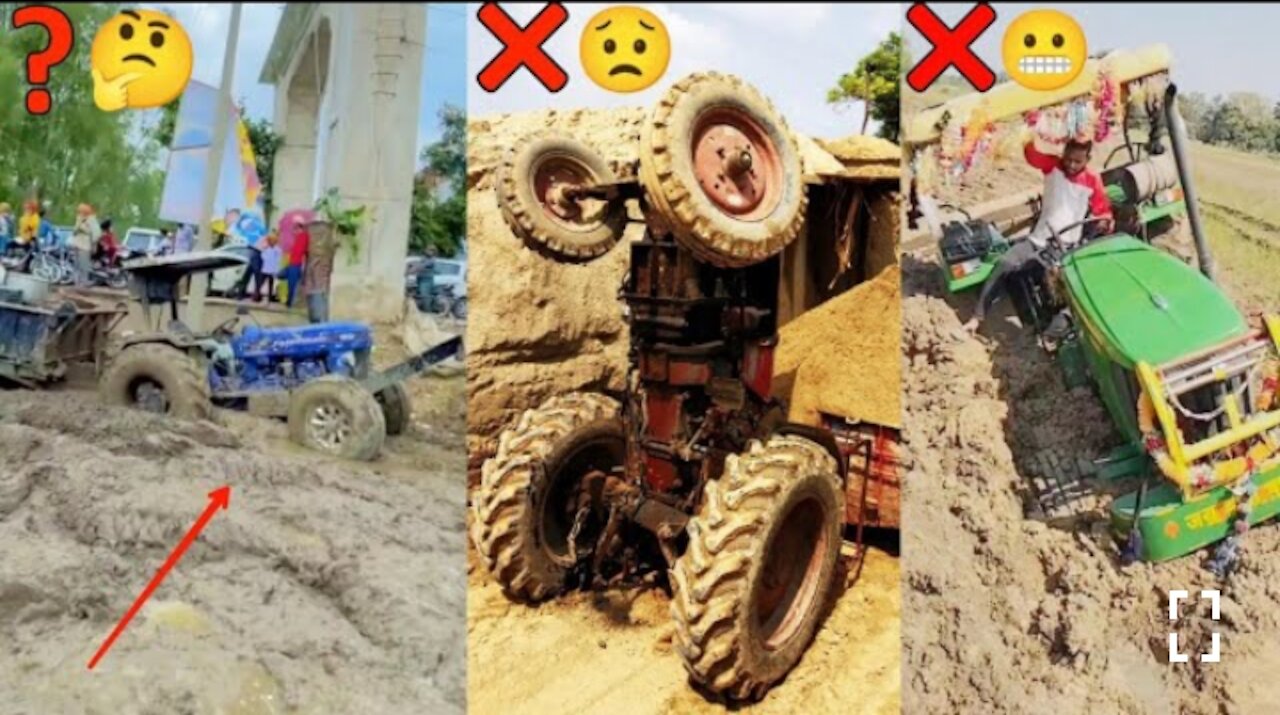 😰ये क्या हो गया🤦 farmtrack 60, John Deere tractor stuck in mud swaraj accident ultimate John Deere