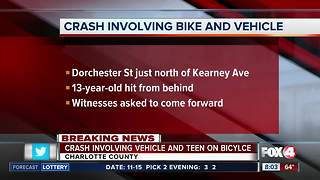 Teen bicyclist critically injured when hit by car in Port Charlotte